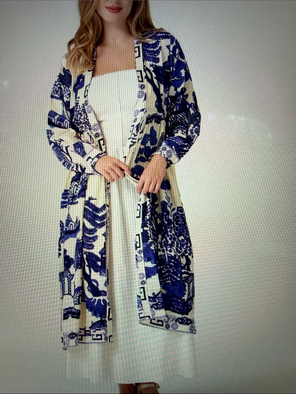 ONE HUNDRED STARS Mid Length Cotton Duster Kimono One Size